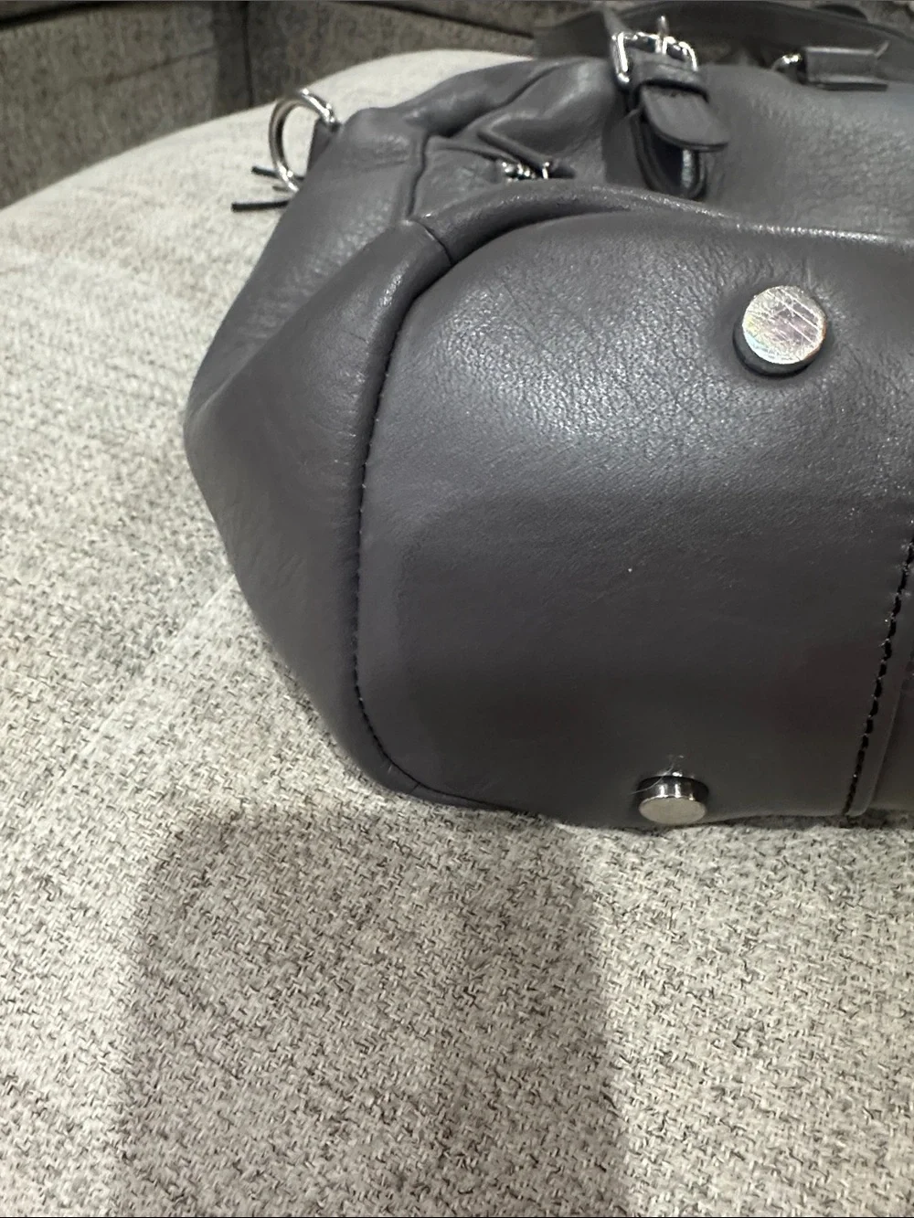 Lily Jade Rosie Gray Leather Baby Bag Tote with Tassel Accent